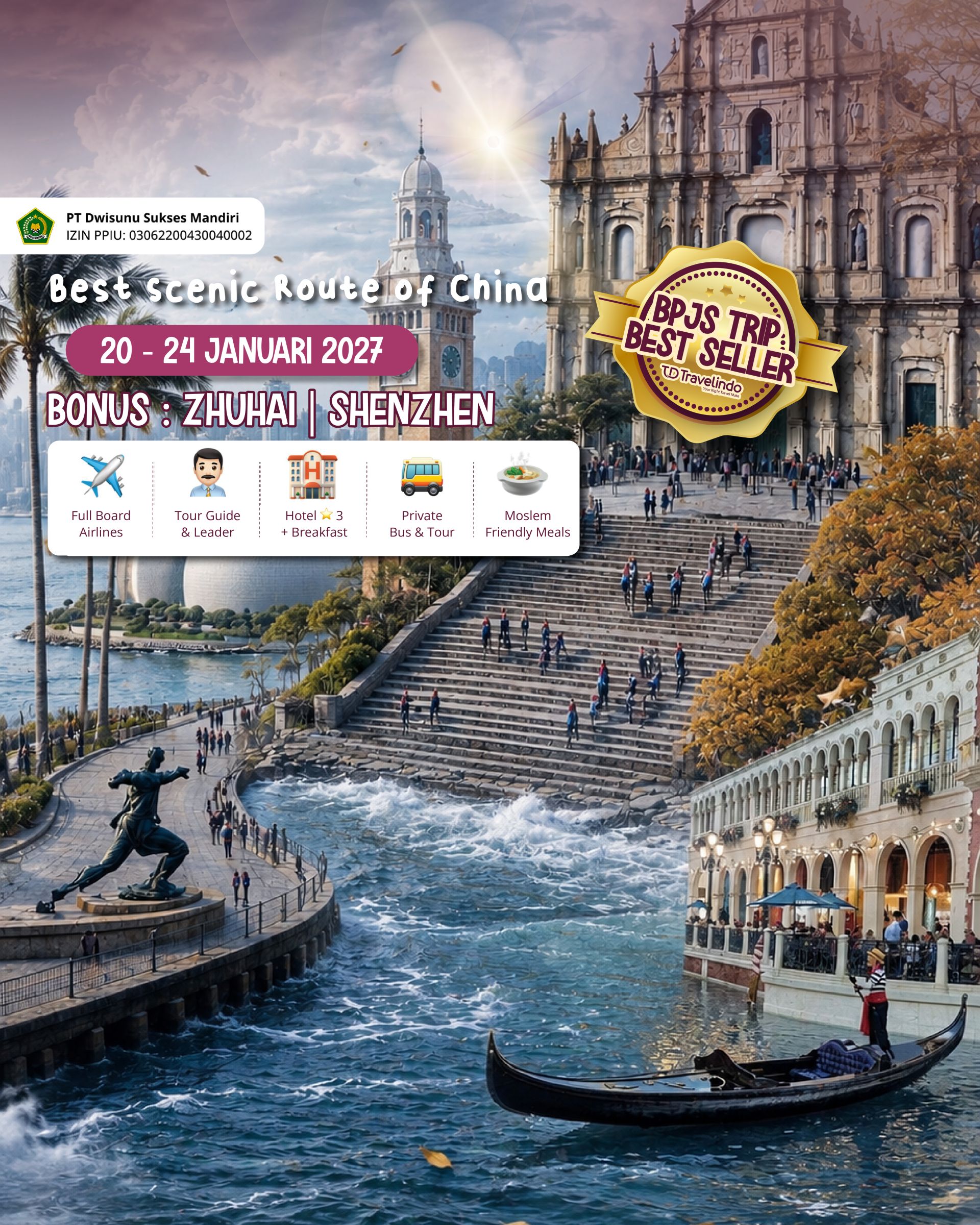 HONGKONG & MACAU Best scenie Route of China [20 - 24 Januari 2027] 